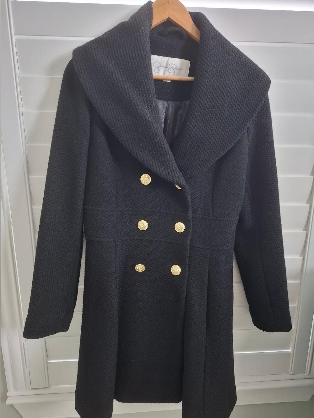 Jessica Simpson size M Women's Black Double-Breasted Coat with Shawl Collar